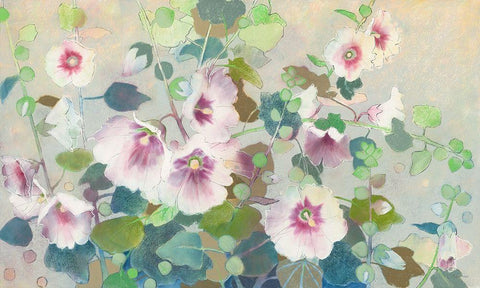 Hollyhock White Modern Wood Framed Art Print with Double Matting by Botman, Loes