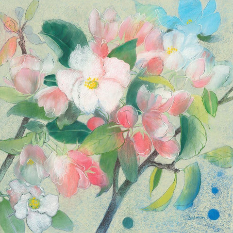 Apple Blossom 1 White Modern Wood Framed Art Print with Double Matting by Botman, Loes