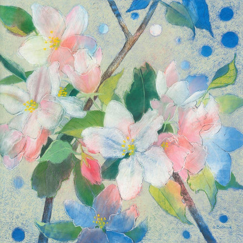 Apple Blossom 2 White Modern Wood Framed Art Print with Double Matting by Botman, Loes