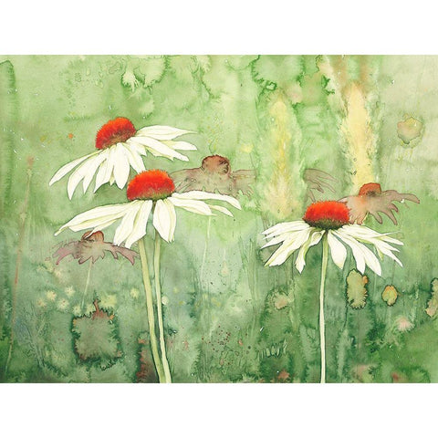 Echinacea one Black Modern Wood Framed Art Print with Double Matting by Clema