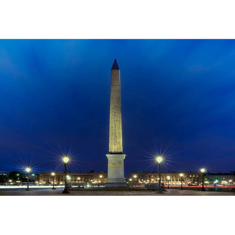 Place de la Concorde by Night Gold Ornate Wood Framed Art Print with Double Matting by Bertrande, Arnaud