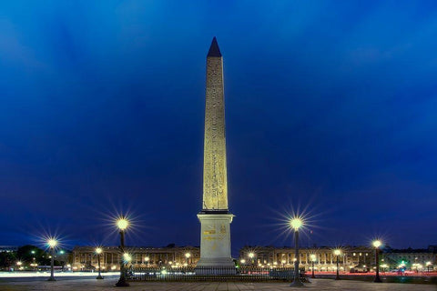 Place de la Concorde by Night Black Ornate Wood Framed Art Print with Double Matting by Bertrande, Arnaud