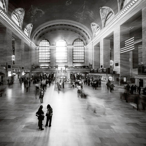 Grand Central Station Black Modern Wood Framed Art Print with Double Matting by Bertrande, Arnaud