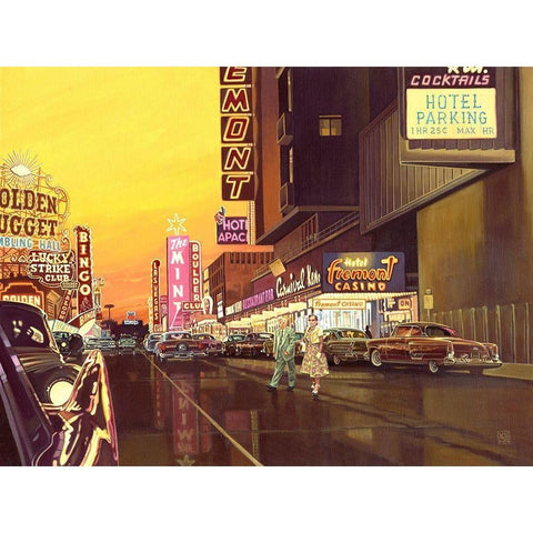 Fremont Hotel Gold Ornate Wood Framed Art Print with Double Matting by van Sprengel, Didier