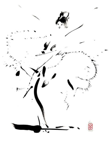 Comme une fleur-legere White Modern Wood Framed Art Print with Double Matting by Hanniet, Marc