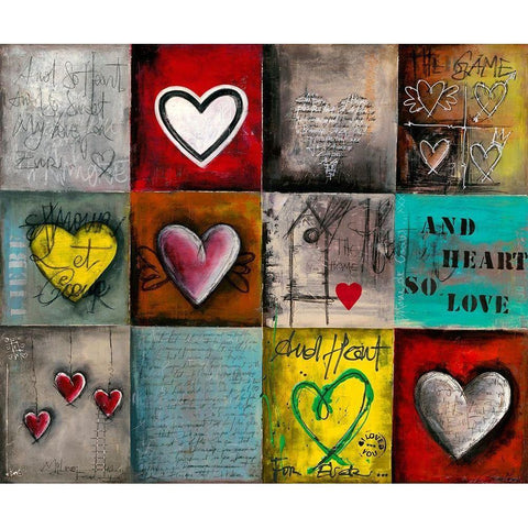 History of Heart Black Modern Wood Framed Art Print with Double Matting by Mougin, Carine