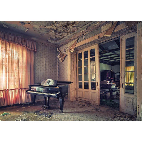 Faded Melodies Black Modern Wood Framed Art Print by Haker, Matthias