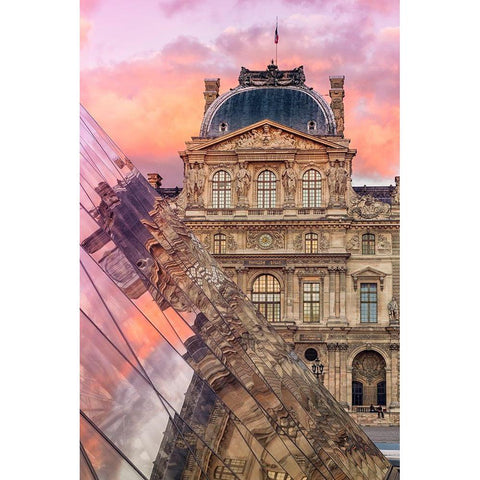 Le Louvre White Modern Wood Framed Art Print by Bertrande, Arnaud