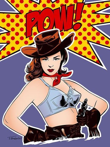 Pow! White Modern Wood Framed Art Print with Double Matting by Beaudenon, Thierry