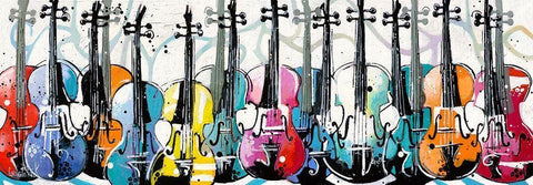 Variation for Violins White Modern Wood Framed Art Print with Double Matting by Cornee, Patrick