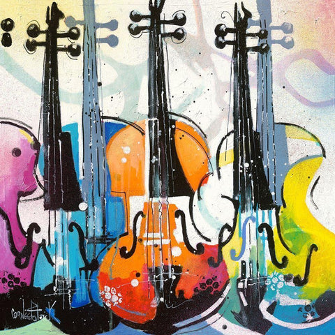 Variation for Violin III White Modern Wood Framed Art Print by Cornee, Patrick