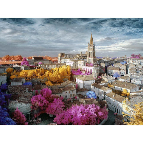 Surreal Vision of Saint-Emilion - Infrared Photography  Gold Ornate Wood Framed Art Print with Double Matting by Gee, Tonee