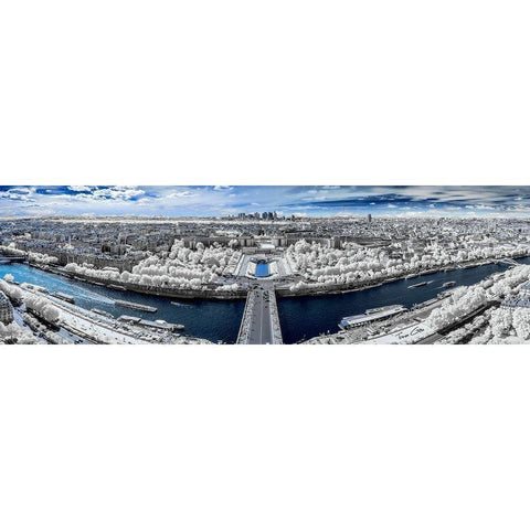 Trocadero Panorama-Shot from Eiffel Tower-Paris - Infrared Photography  Black Modern Wood Framed Art Print with Double Matting by Gee, Tonee