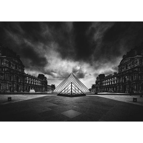 Louvre White Modern Wood Framed Art Print by Haker, Matthias