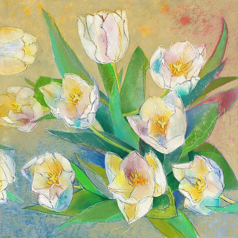 Weisse Tulpen 2 Black Modern Wood Framed Art Print by Botman, Loes