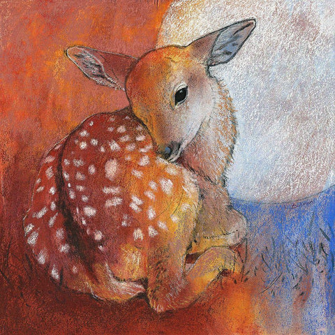 Bambi White Modern Wood Framed Art Print by Botman, Loes