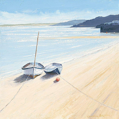 Waiting for the Tide White Modern Wood Framed Art Print with Double Matting by Atkinson, Caroline