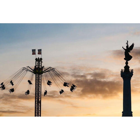 Manege et monument des Girondins Black Modern Wood Framed Art Print with Double Matting by Bertrande, Arnaud