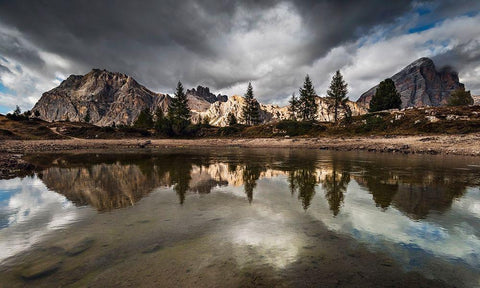 Lago di Limedes Black Ornate Wood Framed Art Print with Double Matting by Bertrande, Arnaud