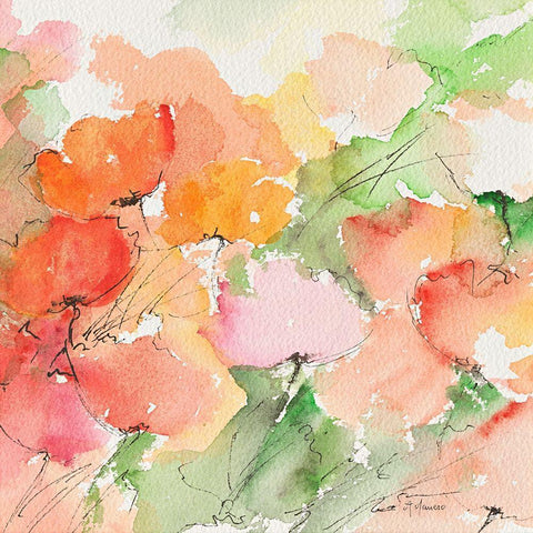 Coquelicots Black Modern Wood Framed Art Print by Manero, Annie