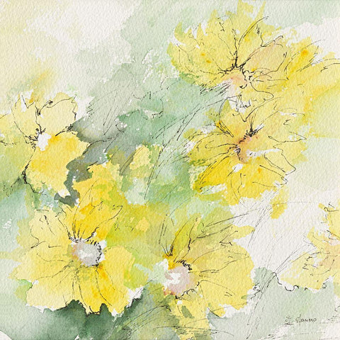 Fleurs du soleil I White Modern Wood Framed Art Print by Manero, Annie