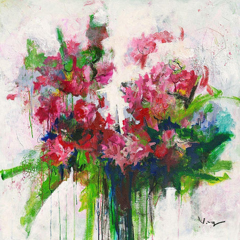Fuchsia Black Modern Wood Framed Art Print by Mayer, Verena