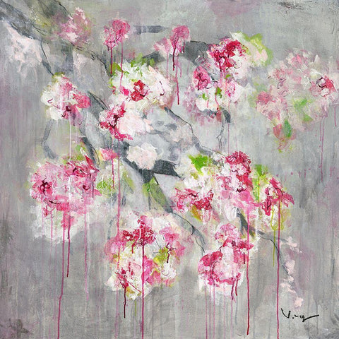 Cherry Blossom II Black Modern Wood Framed Art Print with Double Matting by Mayer, Verena