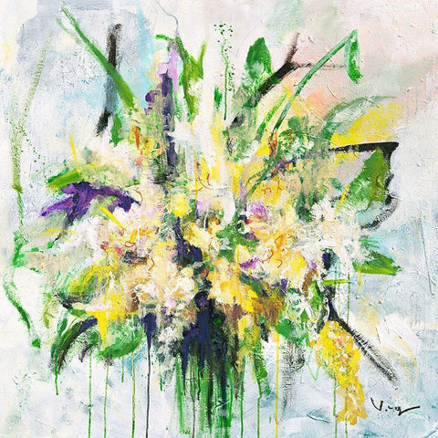 Fresia White Modern Wood Framed Art Print by Mayer, Verena