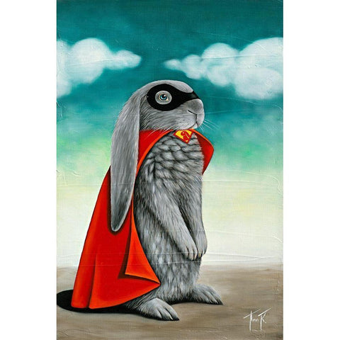 Super Lapin V Black Modern Wood Framed Art Print with Double Matting by Ann R