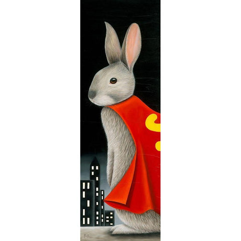 Super Lapin IV Black Modern Wood Framed Art Print with Double Matting by Ann R