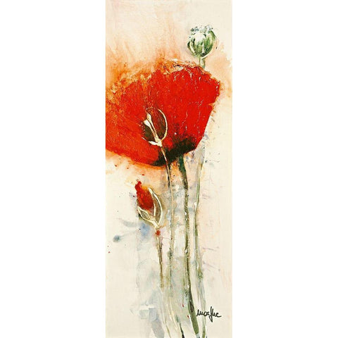 Mohnblumen II White Modern Wood Framed Art Print by Marthe