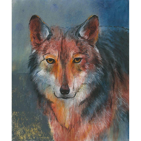 Roter Wolf White Modern Wood Framed Art Print by Botman, Loes