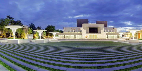 Staatstheater Darmstadt Â beleuchtet Panoramadetail White Modern Wood Framed Art Print with Double Matting by Fischer, Rolf