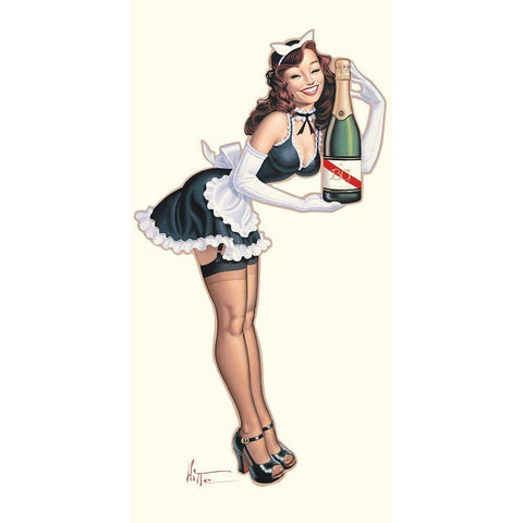 French Maid Black Modern Wood Framed Art Print with Double Matting by Hitte, Patrick