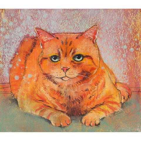 Cat lying down Gold Ornate Wood Framed Art Print with Double Matting by Botman, Loes