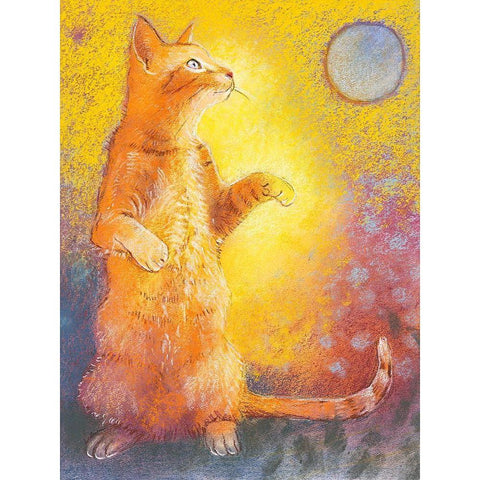 Playing Cat Gold Ornate Wood Framed Art Print with Double Matting by Botman, Loes