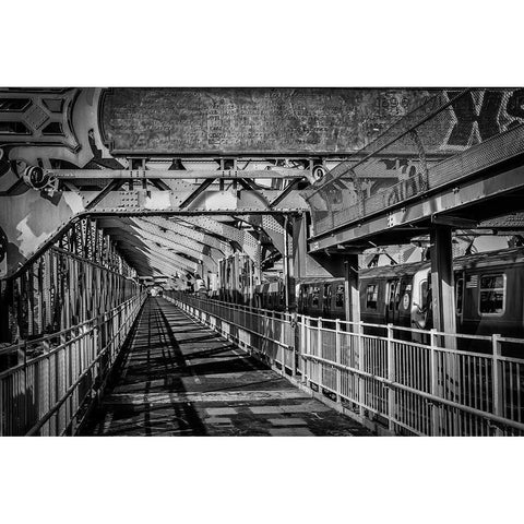 New York Train White Modern Wood Framed Art Print by Ronin