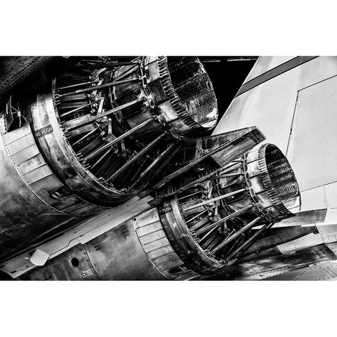 Dual Jet Engine Black Modern Wood Framed Art Print with Double Matting by Ronin