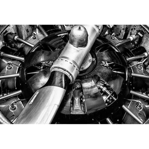 Propellor Engine close up 2 Black Modern Wood Framed Art Print with Double Matting by Ronin