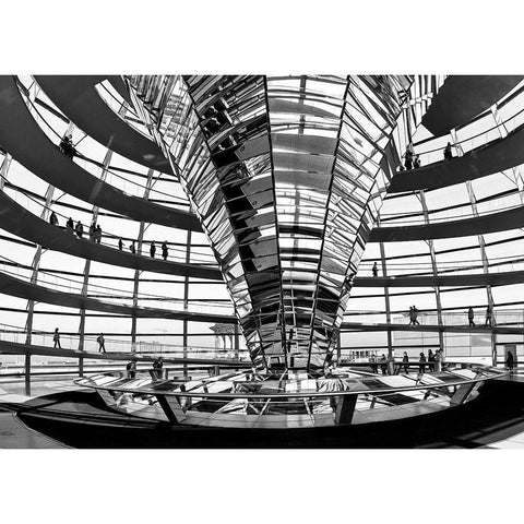 Bundestag Black Modern Wood Framed Art Print with Double Matting by Ronin