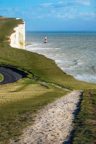 Beachy Head White Modern Wood Framed Art Print with Double Matting by Copeland, Gill