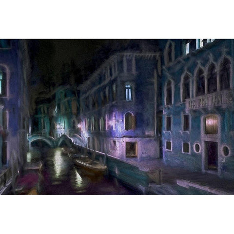 Venedig Nacht Fresko White Modern Wood Framed Art Print by Fischer, Rolf