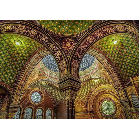 Colourful Synagoge I Gold Ornate Wood Framed Art Print with Double Matting by Ronin