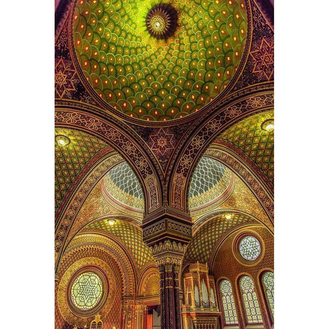 Colourful Synagoge II Gold Ornate Wood Framed Art Print with Double Matting by Ronin