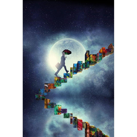 The Moonwalker Black Modern Wood Framed Art Print with Double Matting by Hillert, Peter