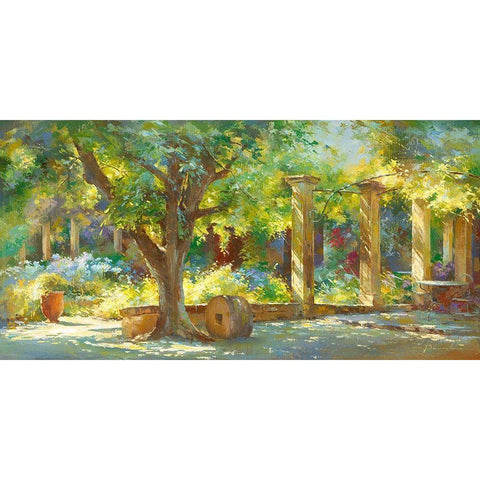 Jardin - Le Prieure Black Modern Wood Framed Art Print with Double Matting by Messely, Johan