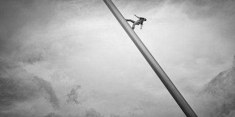 Man walking the Sky White Modern Wood Framed Art Print with Double Matting by Stein, Oliver