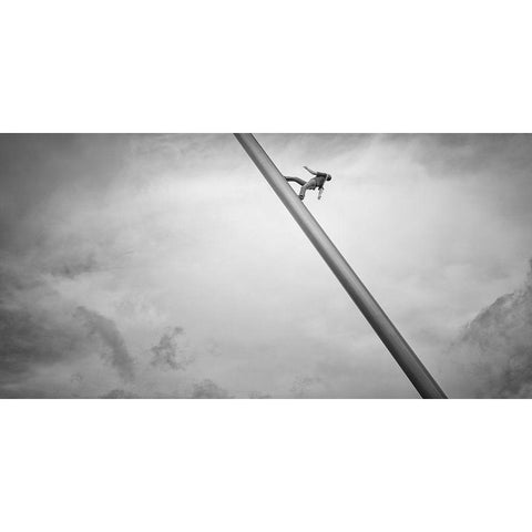 Man walking the Sky Black Modern Wood Framed Art Print with Double Matting by Stein, Oliver