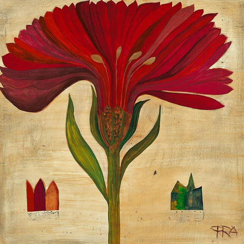 Gerbera Black Ornate Wood Framed Art Print with Double Matting by Richter-Armgart, Rose