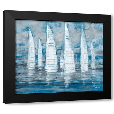 Regatta Collage - Blue Black Modern Wood Framed Art Print by Brent, Paul